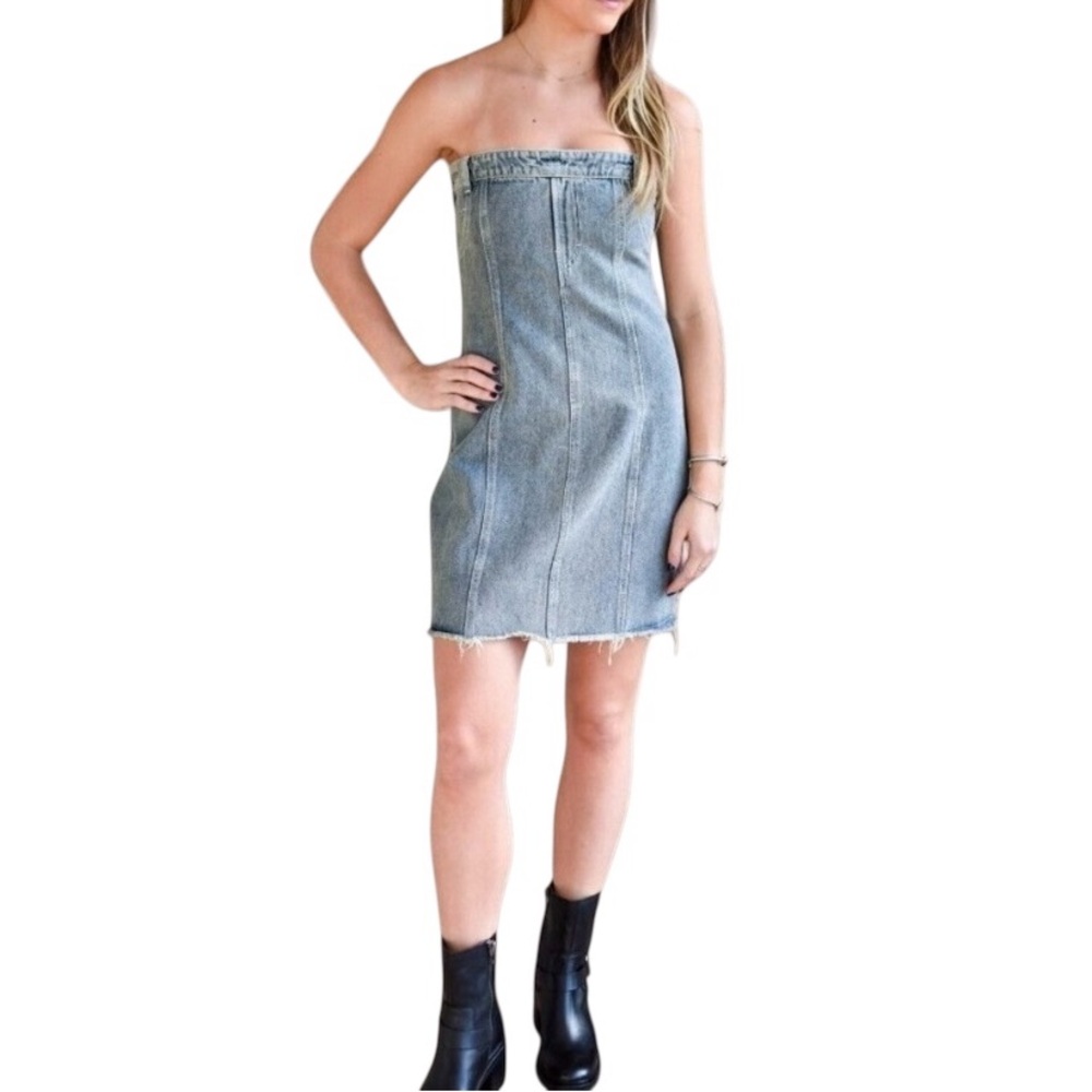 NWT HONOR THE GIFT Denim Tube Dress in Light Indigo